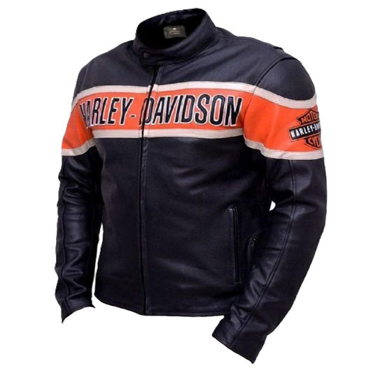 HARLEY DAVIDSON H-D ORANGE STRIPE MOTORBIKE JACKET VINTAGE