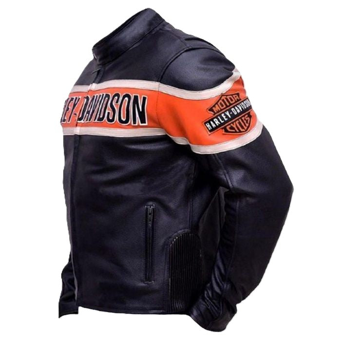 HARLEY DAVIDSON H-D ORANGE STRIPE MOTORBIKE JACKET VINTAGE